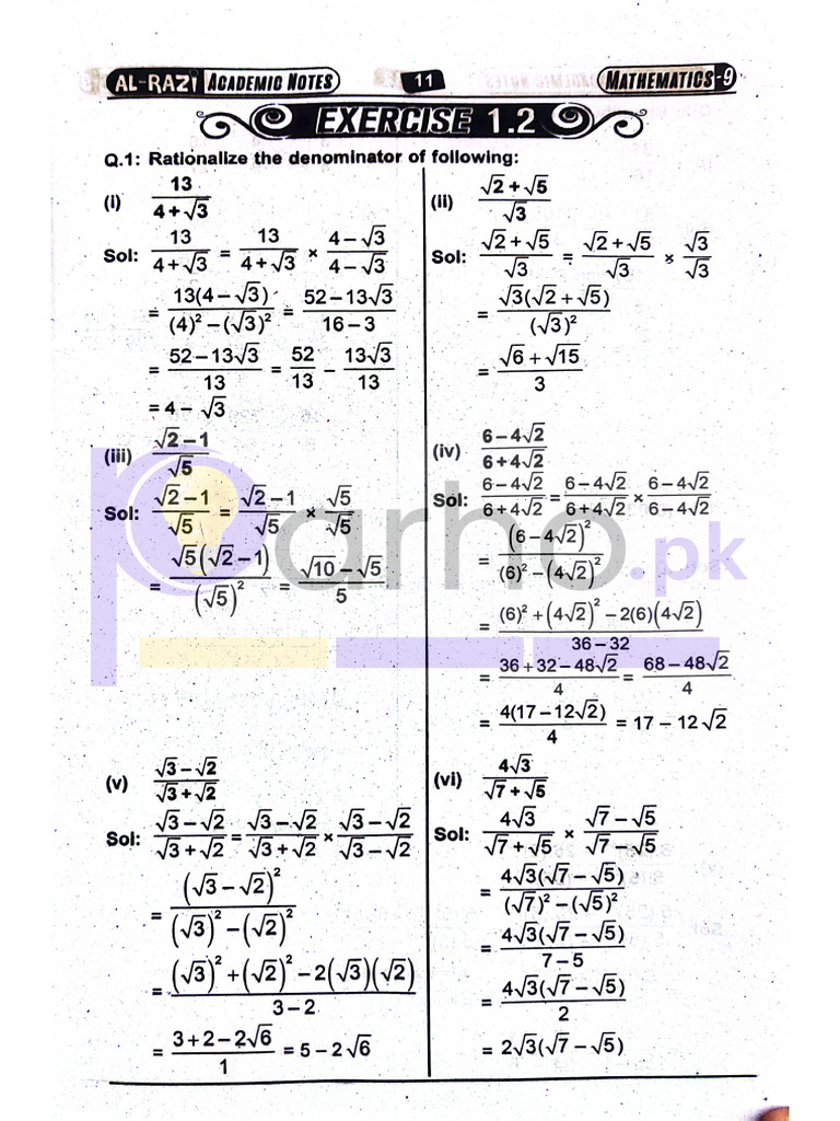 9th Class Math Exercise 1.2 | PDF
