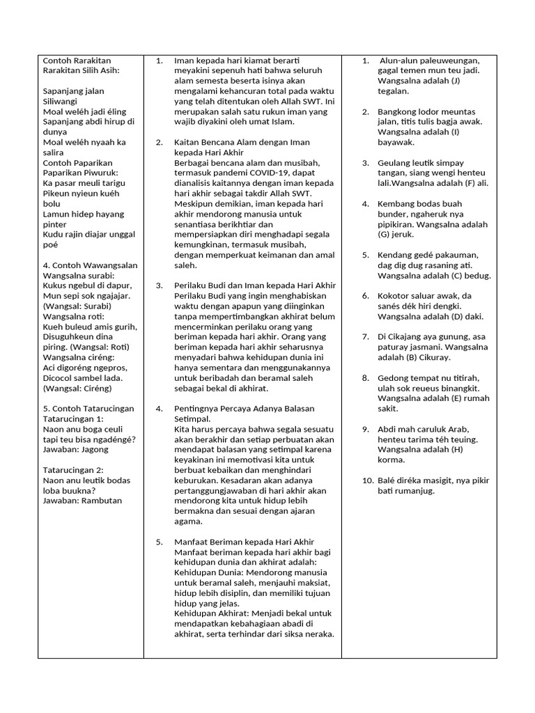 Contoh Rarakitan dan Wangsal | PDF