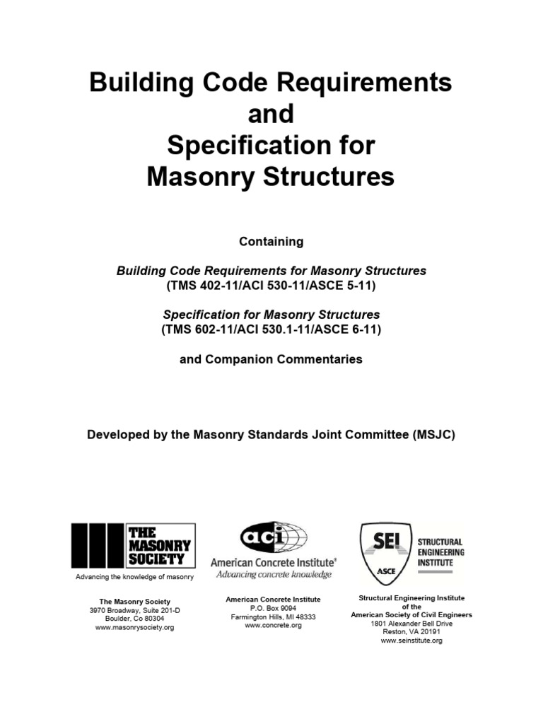 Masonry Building Code Requirements | PDF | Clubs And Societies | Real ...