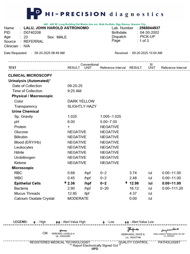 Lab D0740208 2568044937 3 | PDF | Medical Specialties | Blood