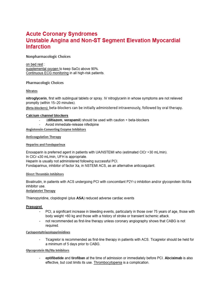 Acute Coronary Syndromes Management Guide | PDF | Stroke | Myocardial ...