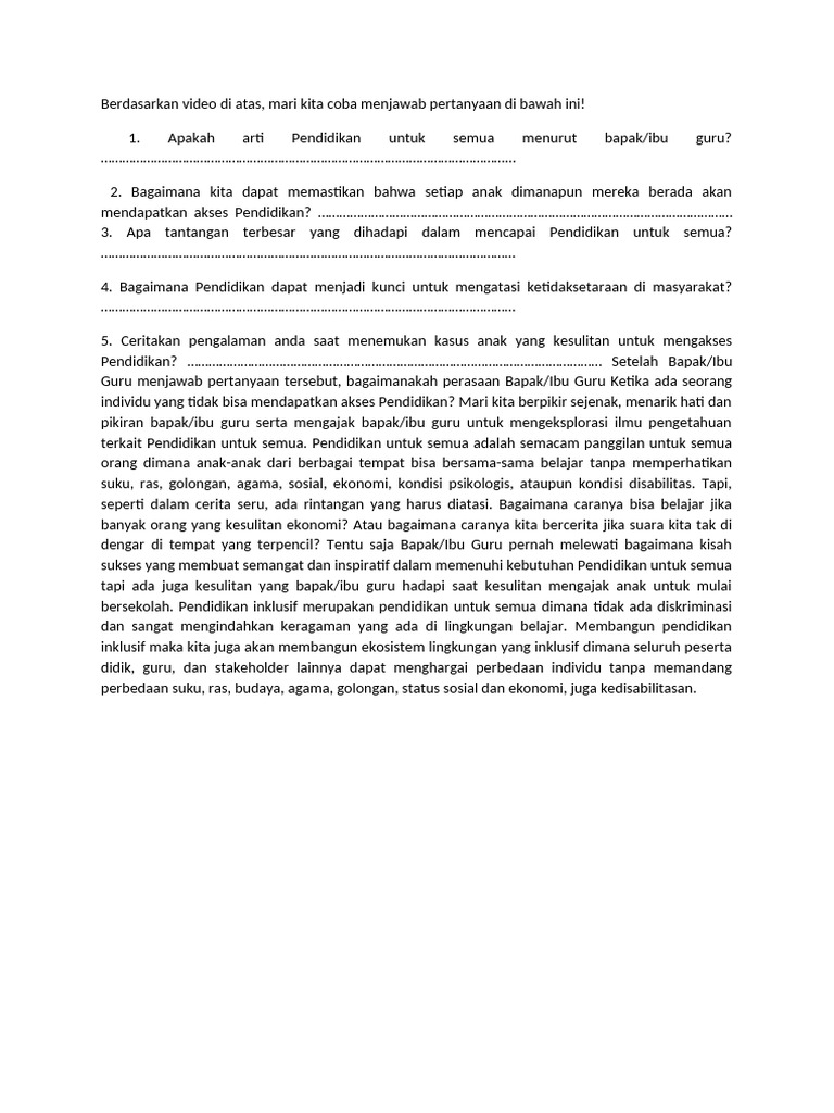 Pendidikan Inklusif untuk Semua Anak | PDF