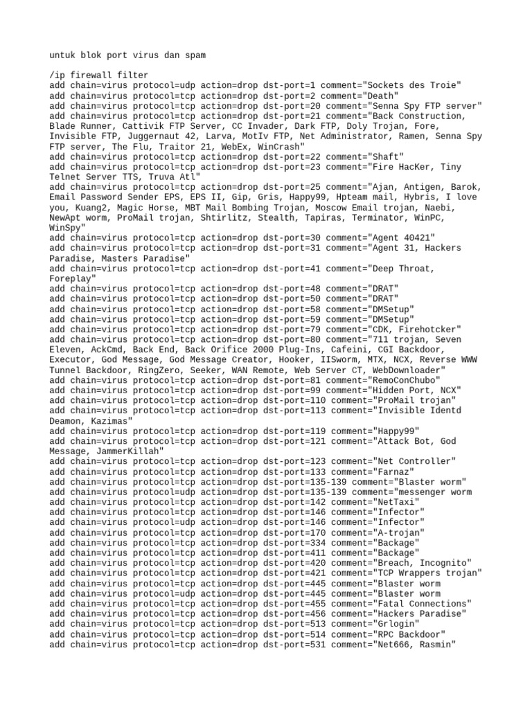 Firewall Rules for Virus and Spam Protection | PDF | Computer Security ...