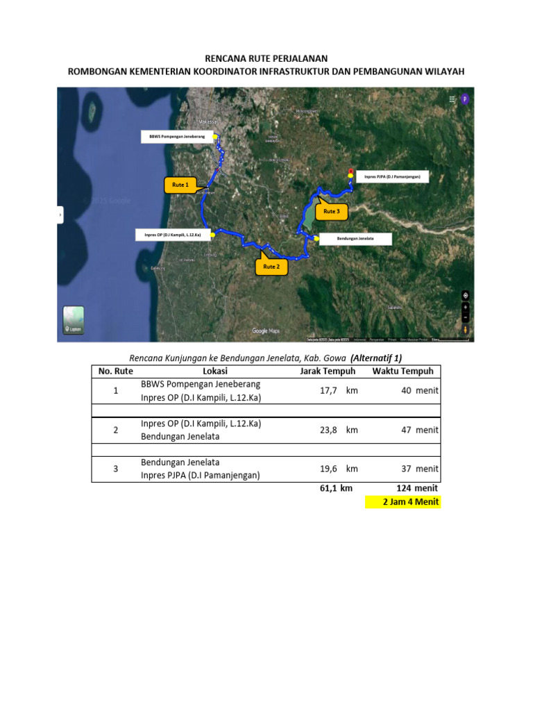 Rencana Rute Perjalanan Kementerian Infrastruktur | PDF