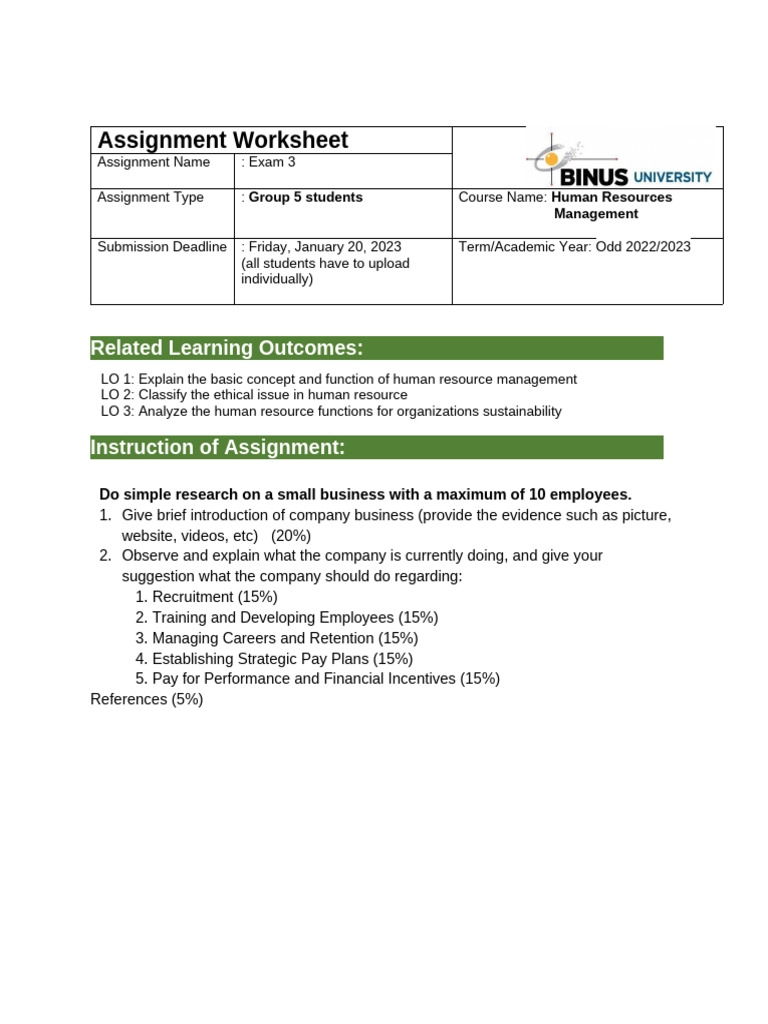 Human Resources Exam 3 Assignment Guide | PDF