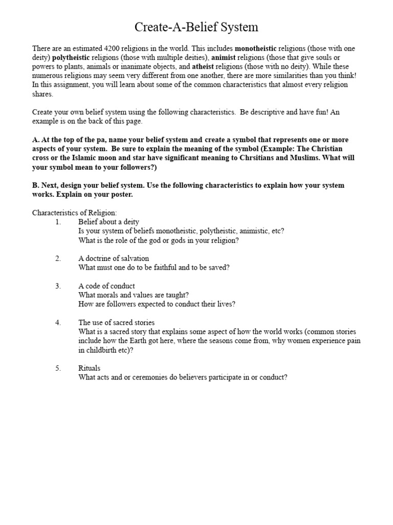 Create Your Own Belief System Guide | PDF | Deities | Polytheism