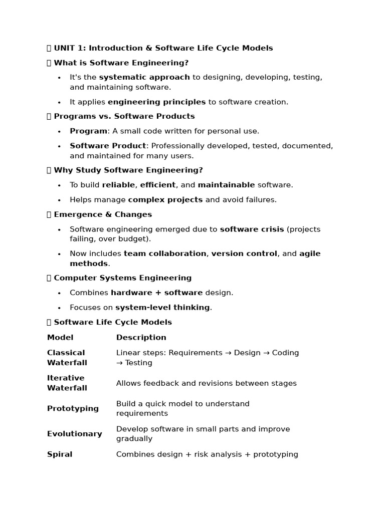 ? Unit 1 | PDF | Software Development Process | Software