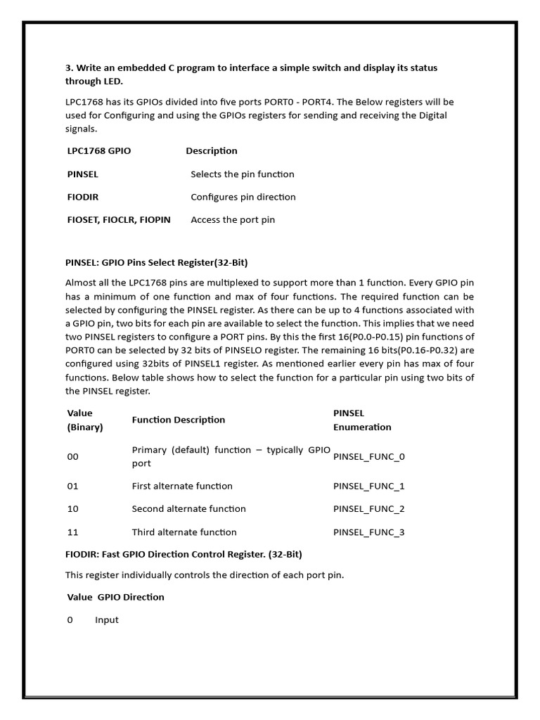Interfacing Switch with LPC1768 LED | PDF | Computer Hardware ...