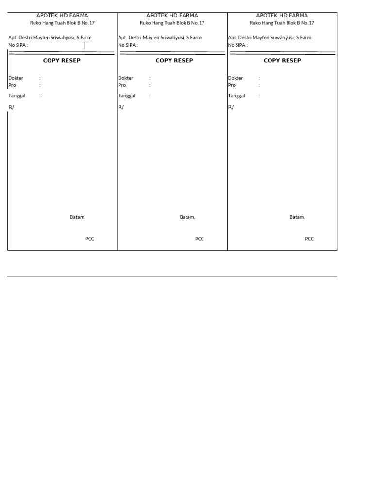 Form Copy Resep | PDF