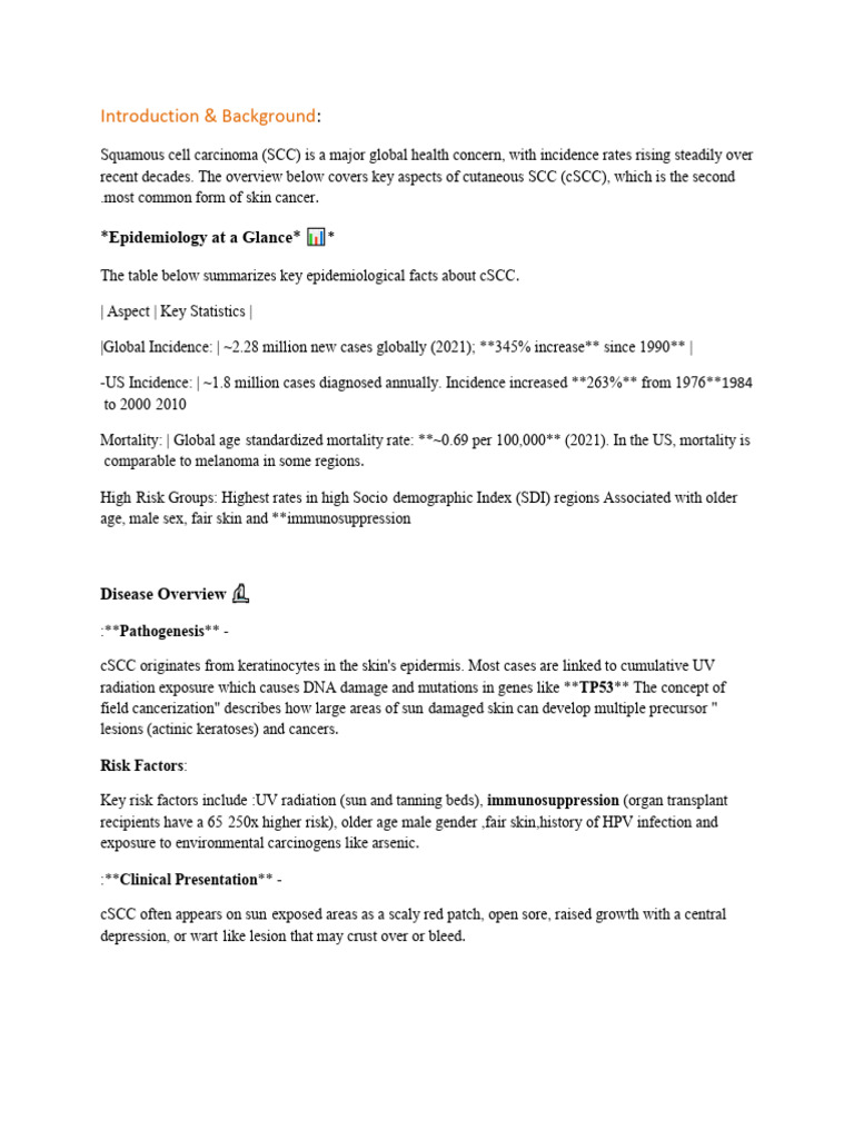 Cutaneous SCC: Epidemiology and Insights | PDF | Cell Cycle | Radiation ...