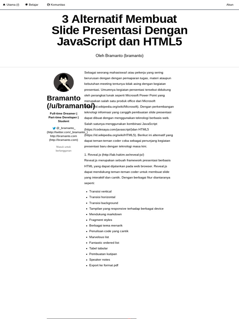 Alternatif Presentasi dengan HTML5 dan JS | PDF