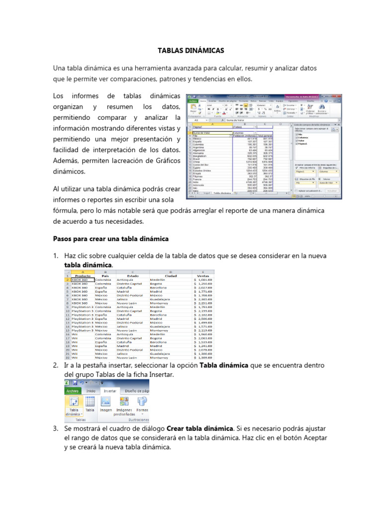 Tablas y Gráficos Dinámicos | PDF | Microsoft Excel | Desviación Estándar