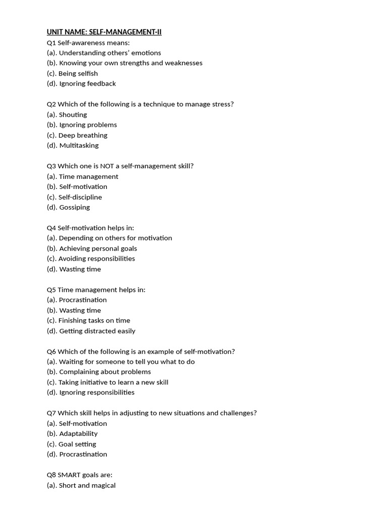 Employability Skills Self MGMT | PDF