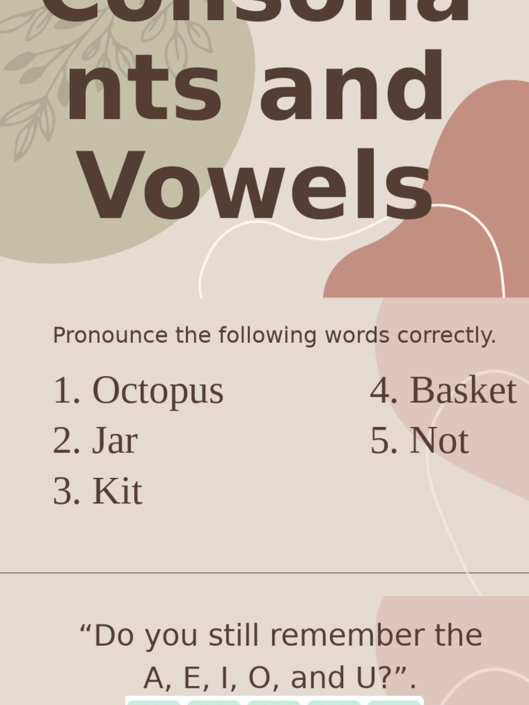 Consonants and Vowels | PDF