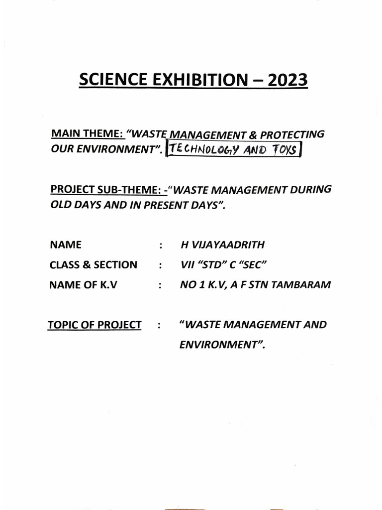 Science Exhibition Project 2023-24 by h. Vijayaadrith | PDF