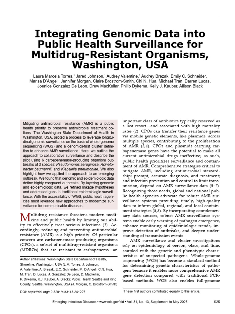 Integrating Genomic Data Into Public Health Surveillance | PDF ...