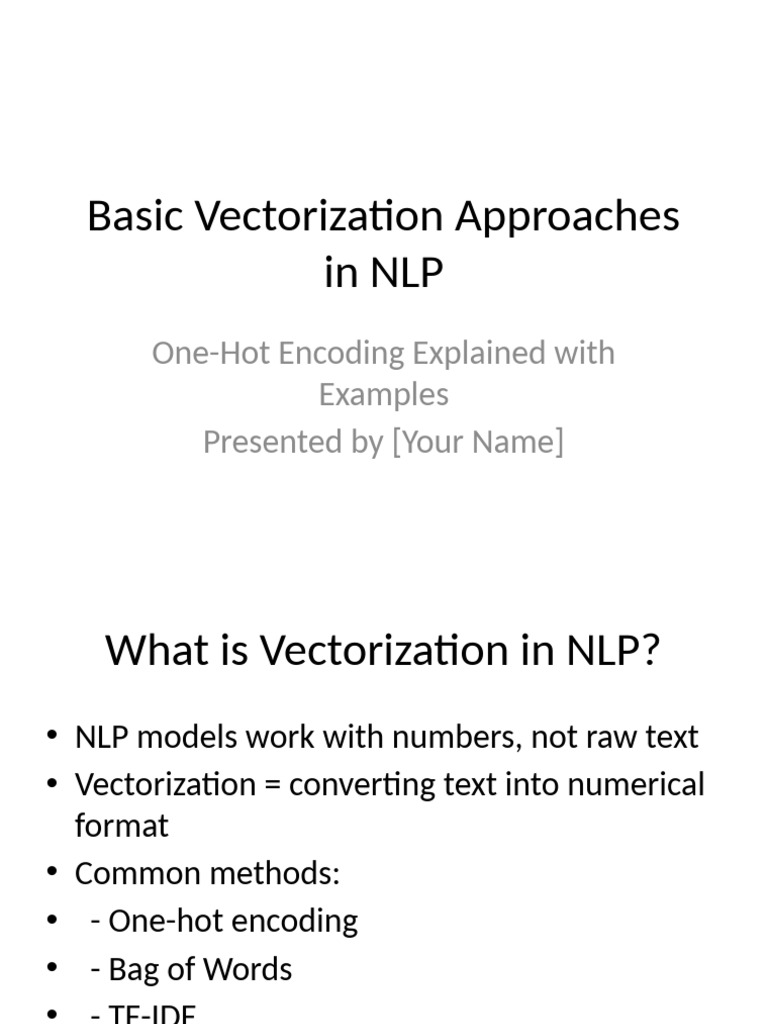 One Hot Encoding NLP Presentation | PDF
