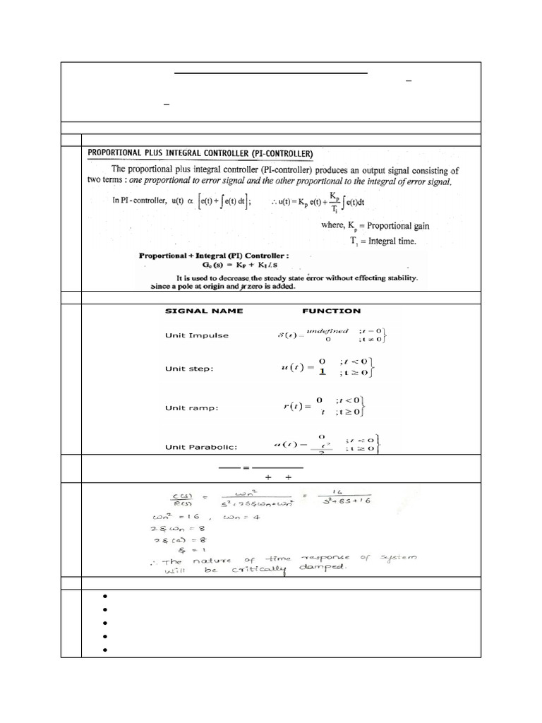 Cs-Unit-2 Questions and Answers | PDF | Damping | Control Theory
