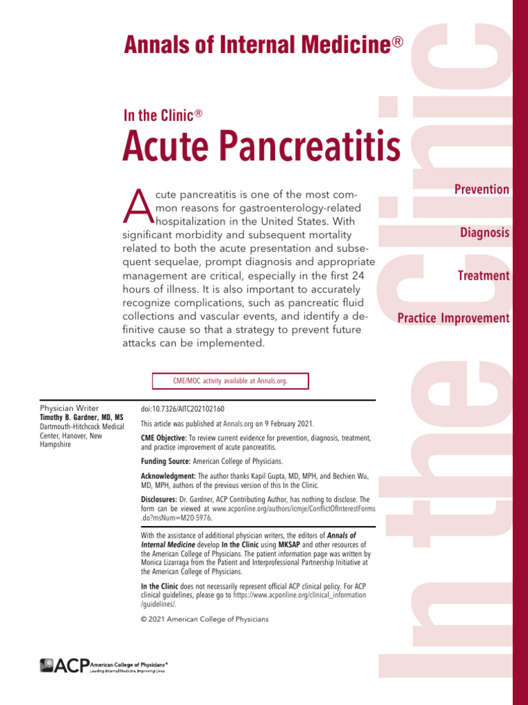 Acute Pancreatitis: Diagnosis & Management | PDF | Pancreas | Clinical ...