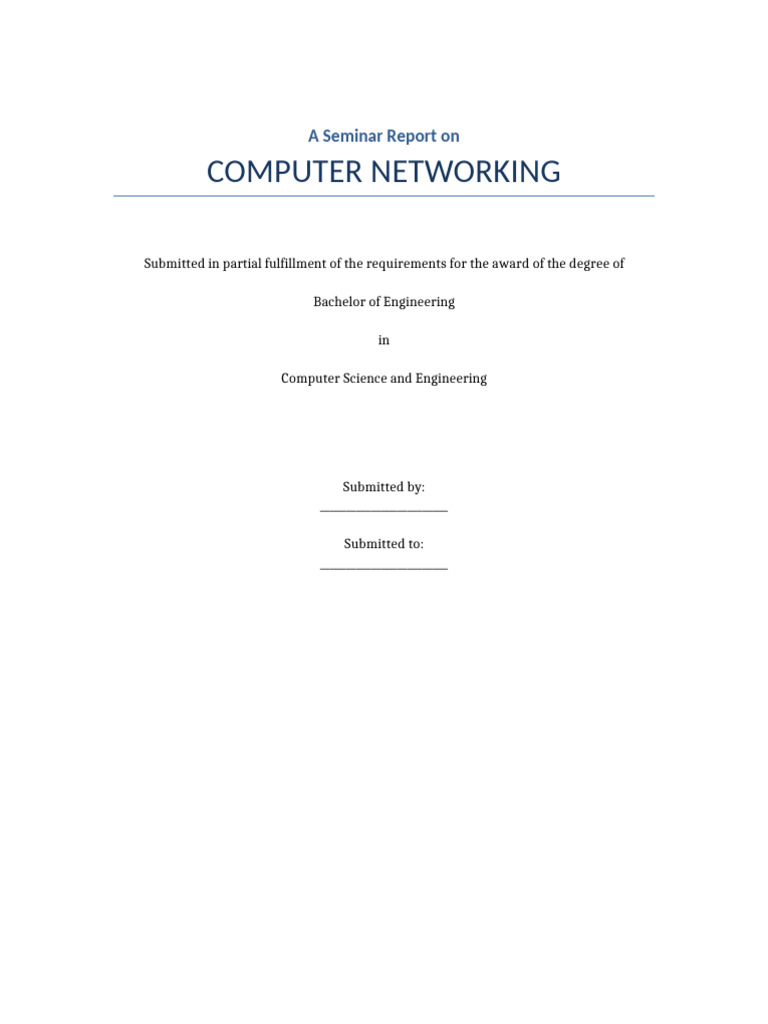Computer Networking Seminar Report | PDF | Computer Network | Network ...