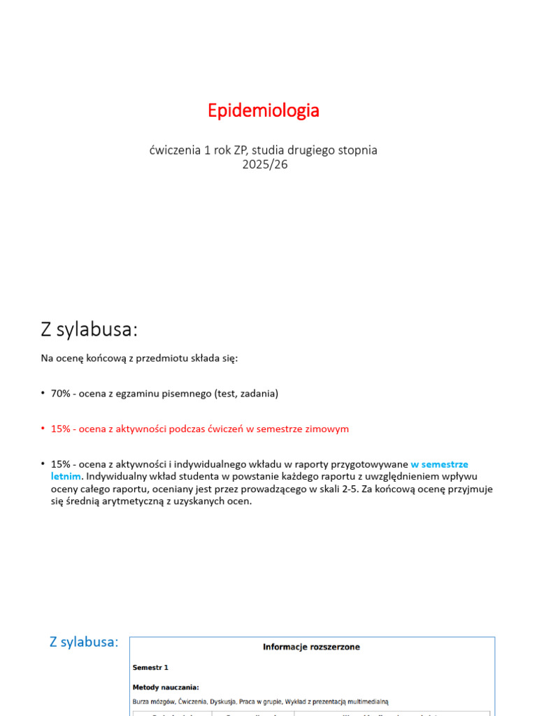 CW 1 Epid Wstep Wspolczynniki | PDF
