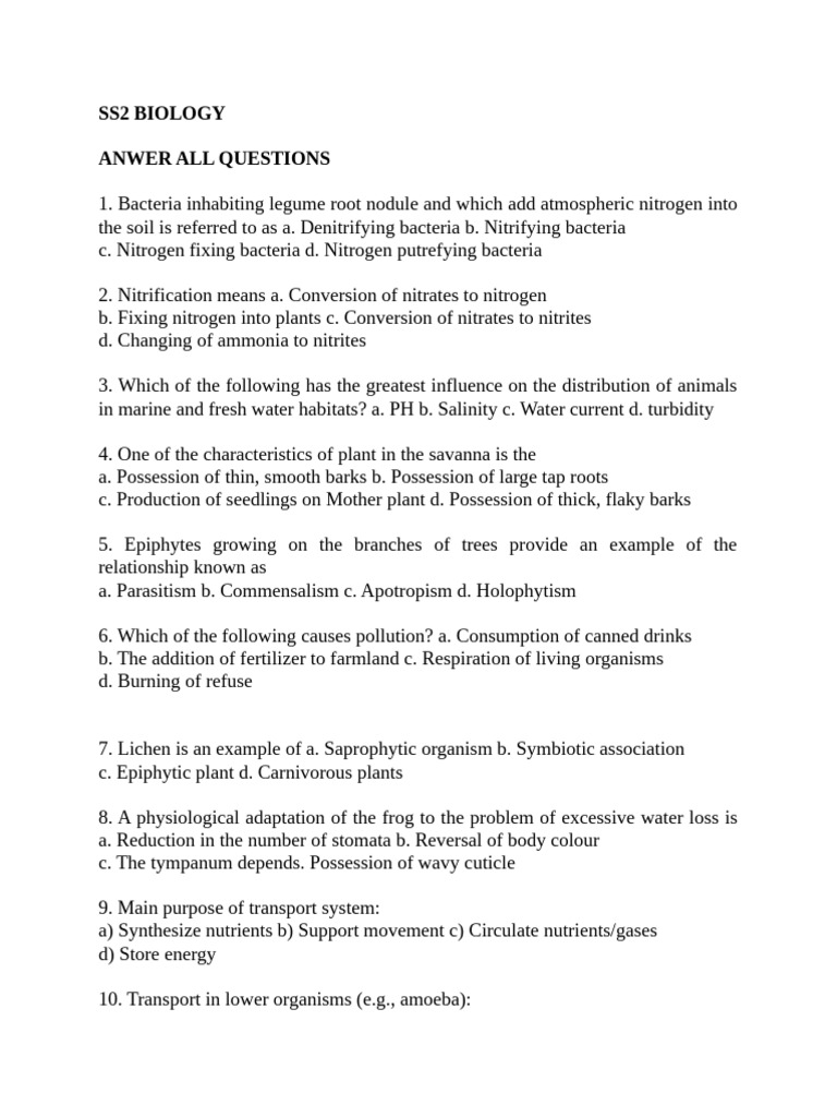 Ss2 Biology 1 | PDF | Circulatory System | Gastrointestinal Tract