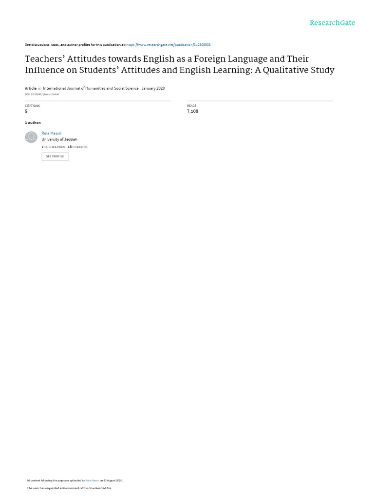 Teachers' Impact on EFL Learning Attitudes | PDF | Second Language ...