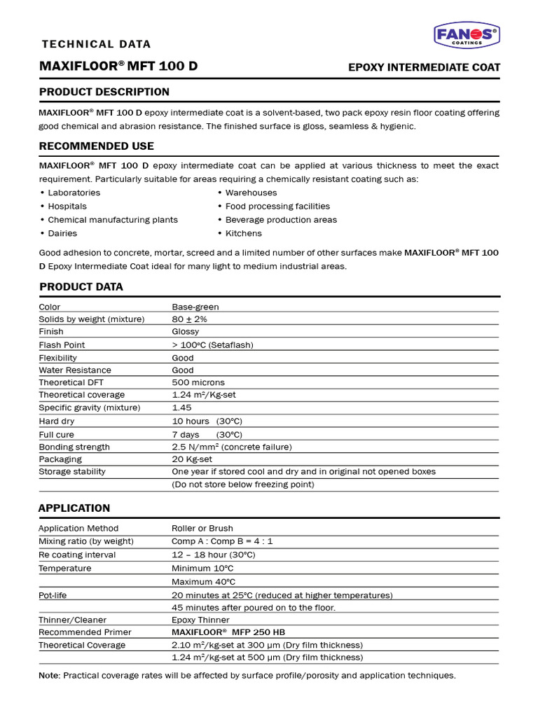 MAXIFLOOR® MFT 100 D Epoxy Coating | PDF | Epoxy | Concrete
