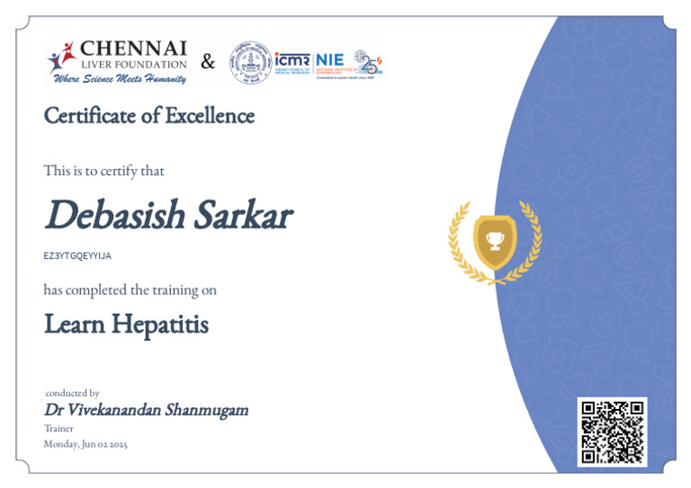 Hepatitis Training Certificate for Debasish Sarkar | PDF