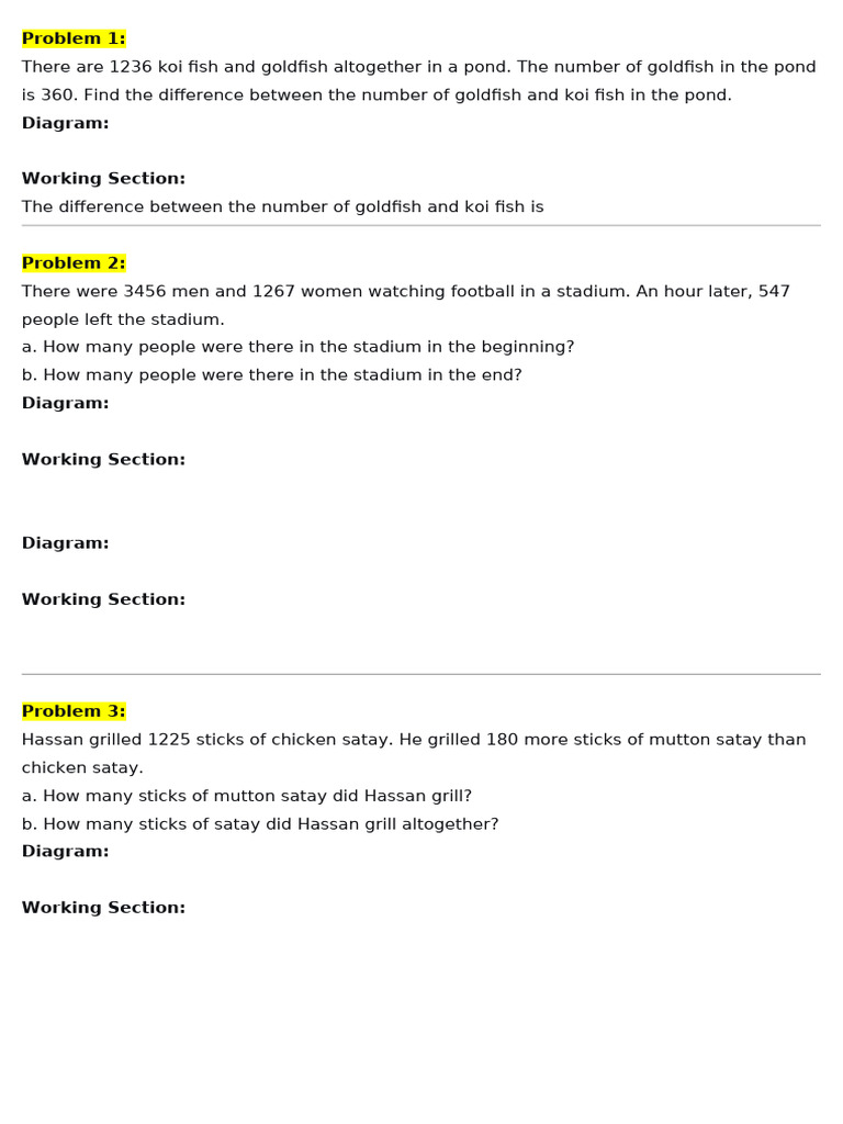 Math Problems on Fish, People, and Points | PDF