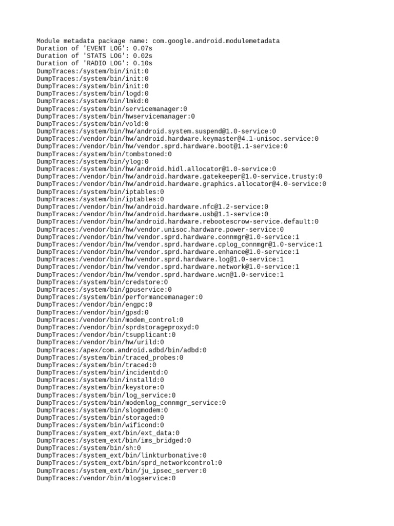 Android Module Metadata Log Analysis | PDF