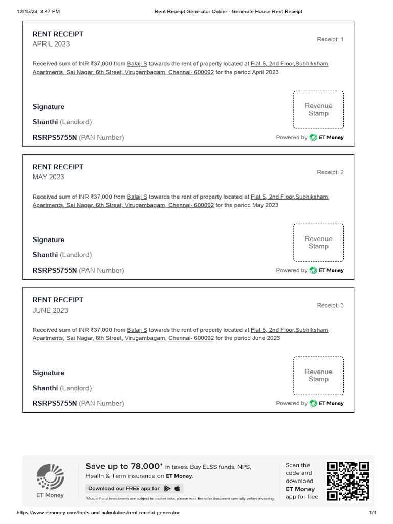 Online Rent Receipt Generator Tool | PDF | Buildings And Structures ...