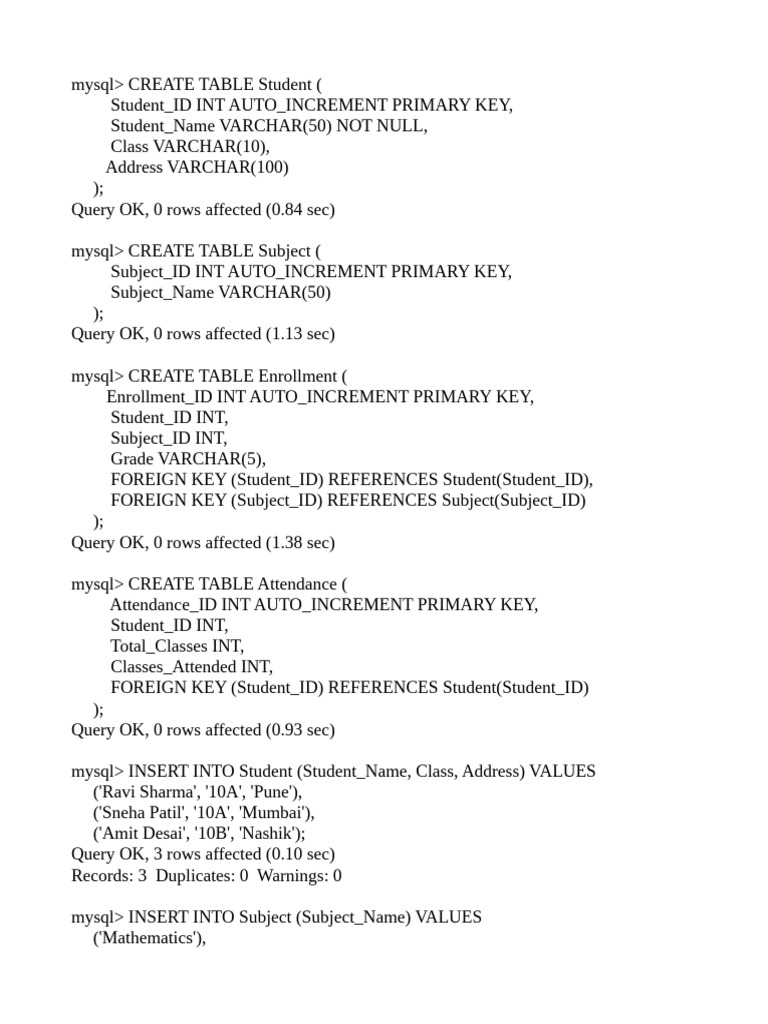 MySQL Student Management System | PDF | Software Design | Data Model