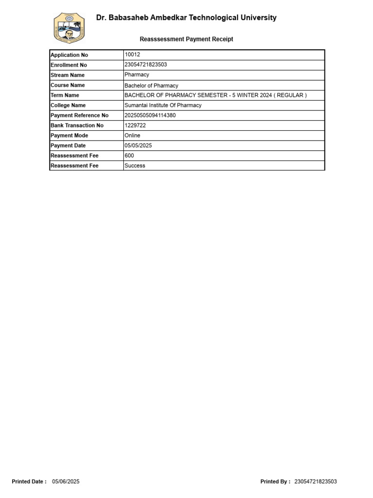 RPT Reassessment Fee Receipt Report | PDF