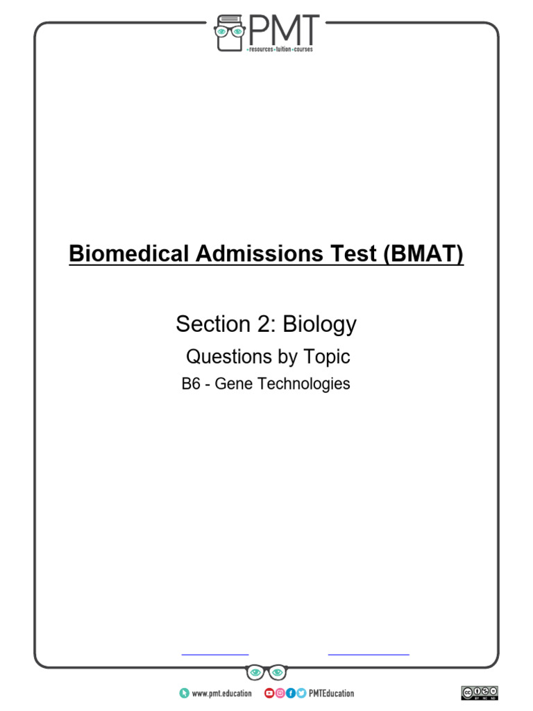 BMAT Gene Technologies Questions Guide | PDF | Genetic Engineering ...