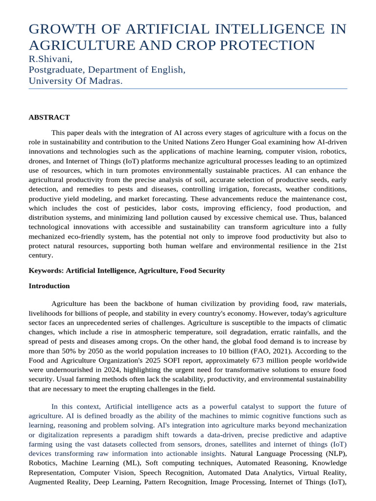 AI Innovations in Sustainable Agriculture | PDF | Agriculture ...