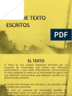 Tipos de Texto Escritos