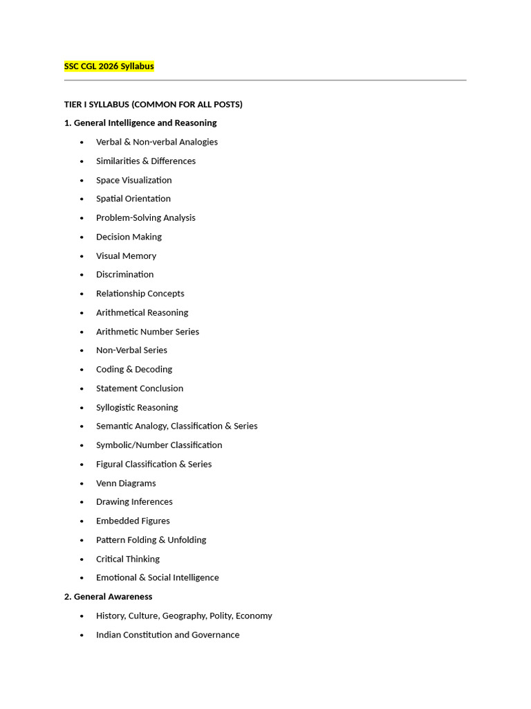 SSC CGL 2026 Complete Syllabus Guide | PDF | Circle | Trigonometric ...
