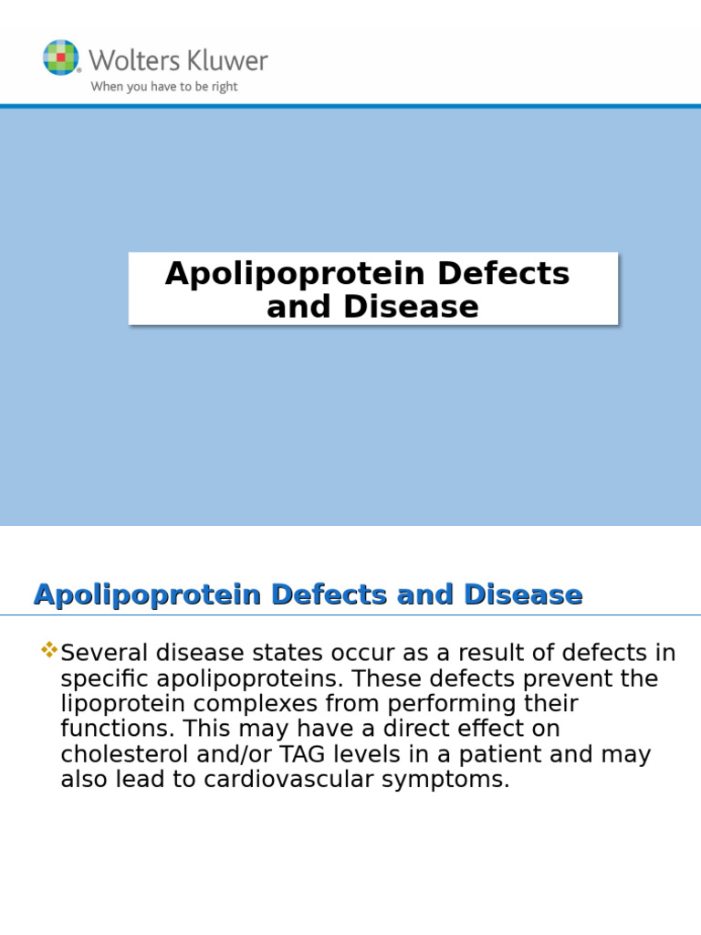 Apolipoprotein Defects and Related Diseases | PDF ...