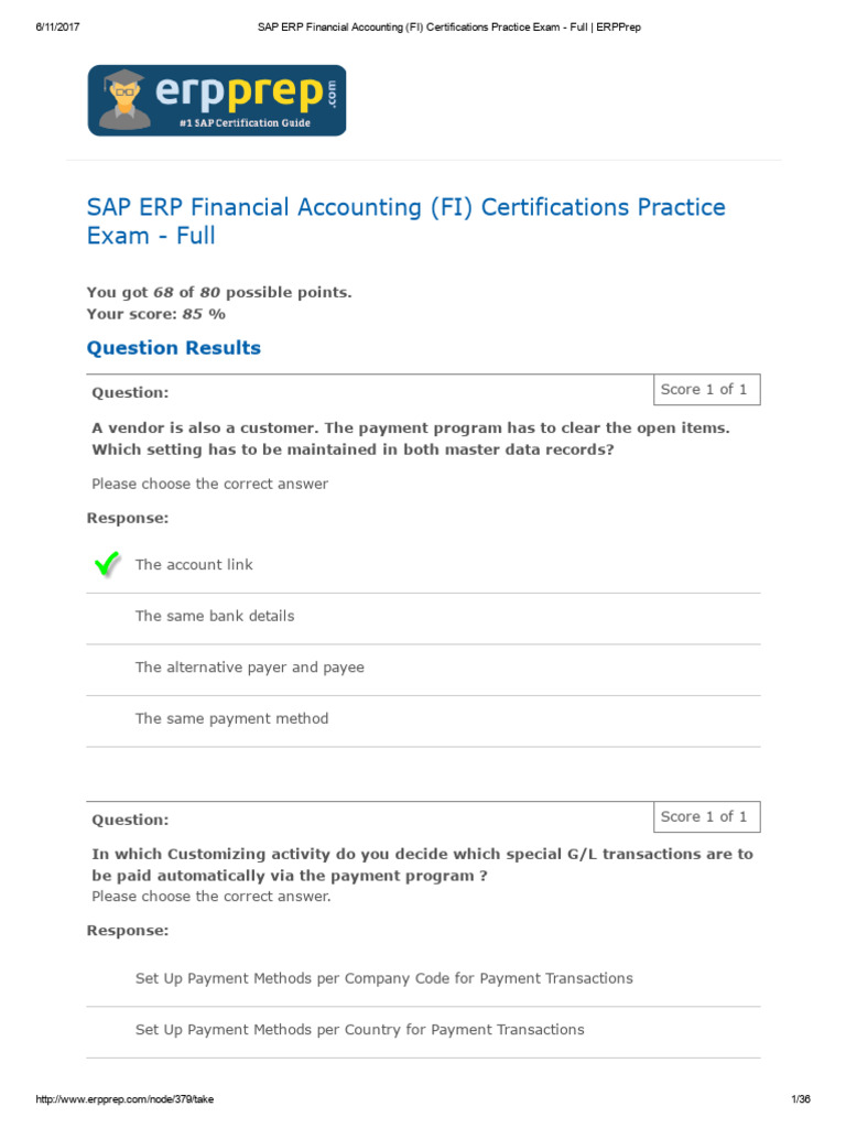 SAP FI Certification Practice Exam Guide | PDF | Payments | Accounts ...