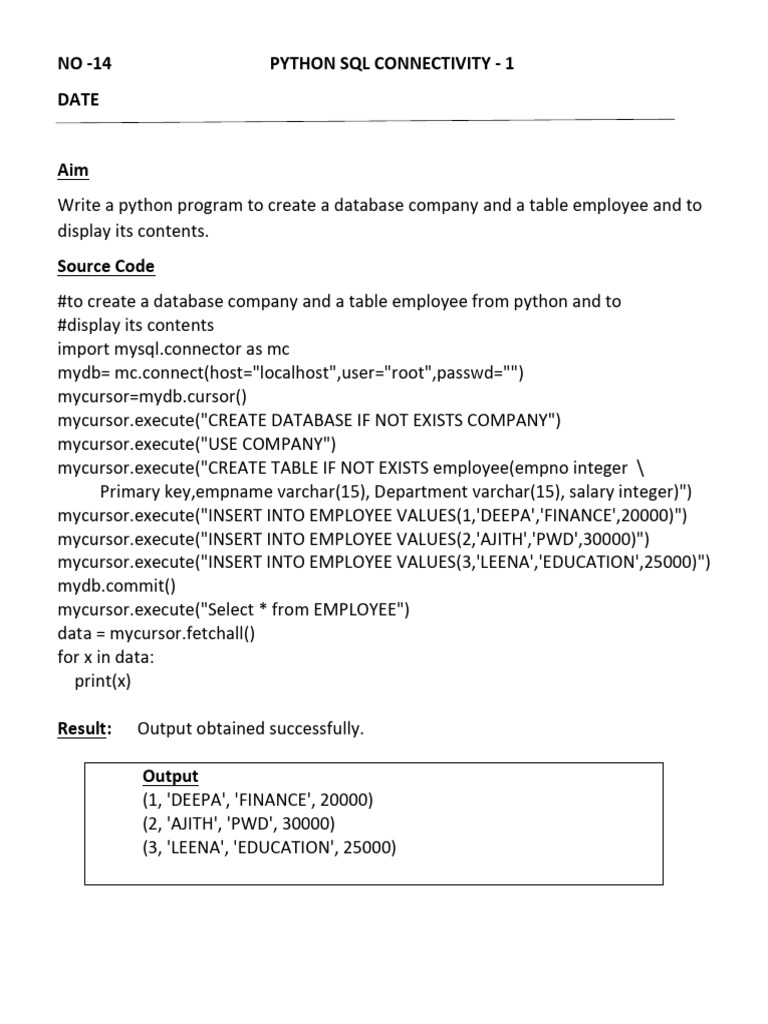 Python MySQL Database Creation Guide | PDF