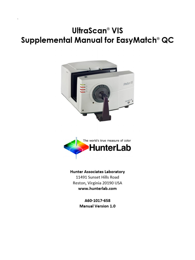 Ultrascan Vis Supplemental Manual For Easymatch QC en | PDF | Optical ...