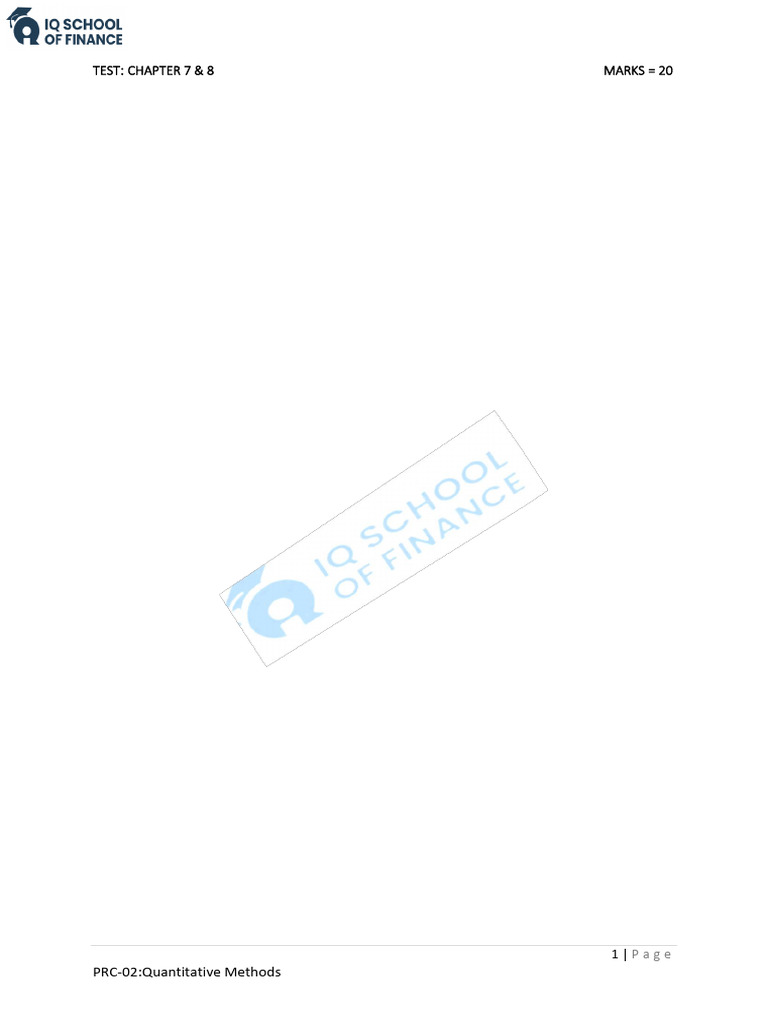PRC-02 Chapter 7 & 8 Test Answer Key | PDF | Statistical Analysis ...