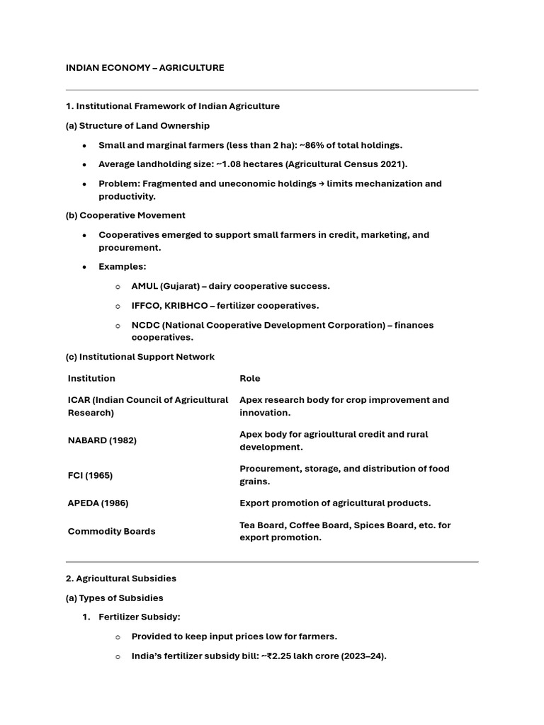 Overview of Indian Agriculture Sector | PDF | Agriculture | Economies