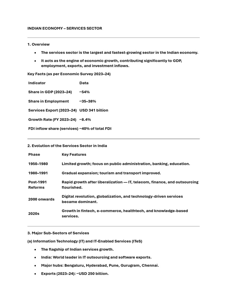 Indian Economy: Growth of Services Sector | PDF | Economy Of India ...