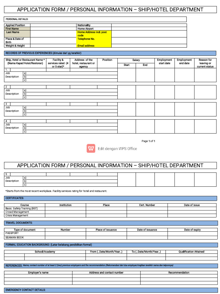 CV Application Form - Nama Kandidat | PDF