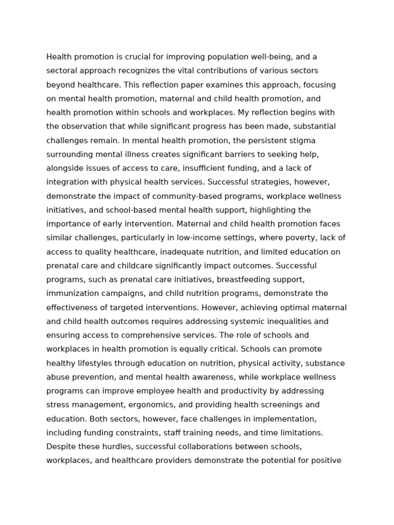 Sectoral Strategies for Health Promotion | PDF | Health Promotion ...