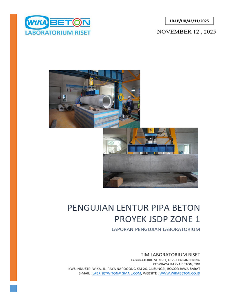 Pengujian Lentur Pipa Beton JSDP | PDF