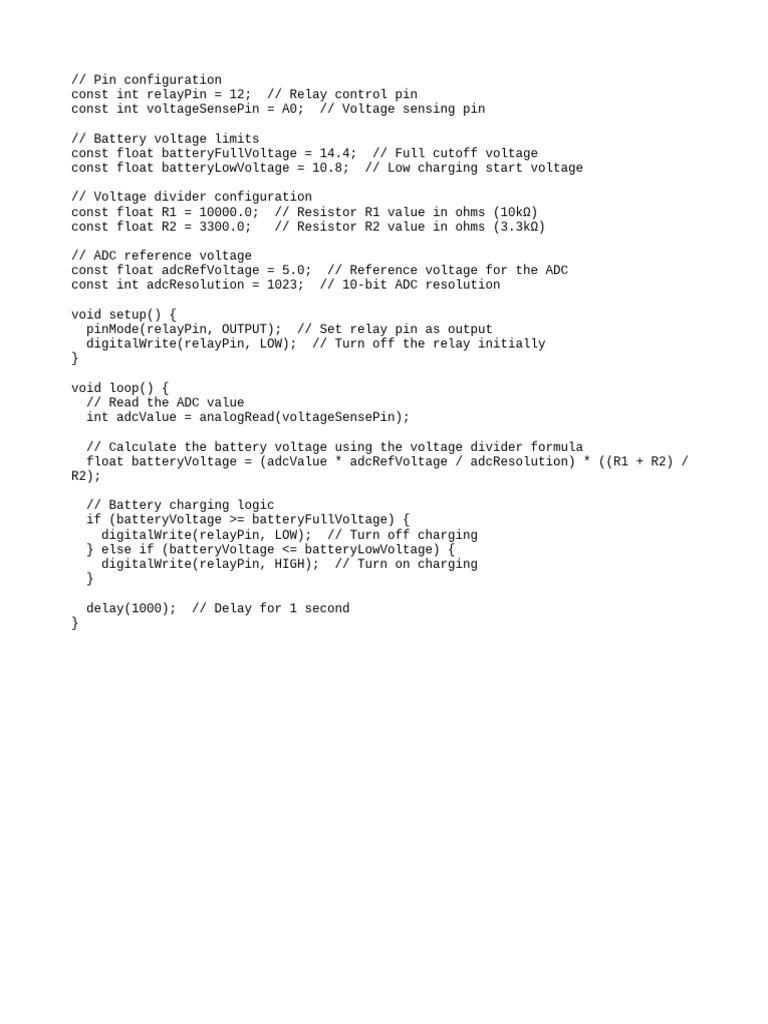 Battery Voltage Monitoring Code | PDF