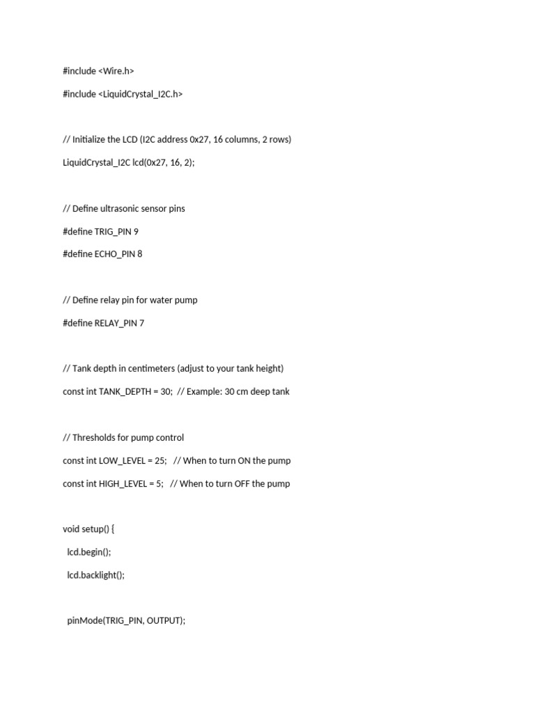 Arduino Water Level Controller Code | PDF | Electronic Engineering ...